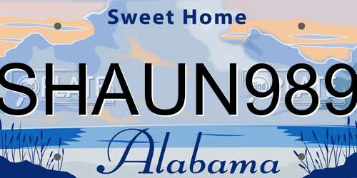 SHAUN989 Alabama License Plate