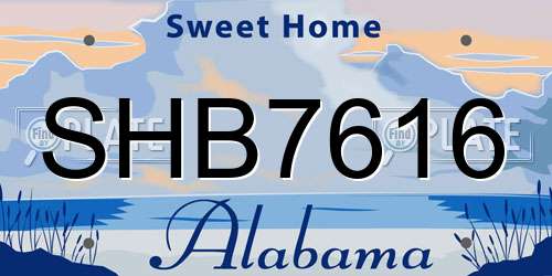 SHB7616 Alabama License Plate