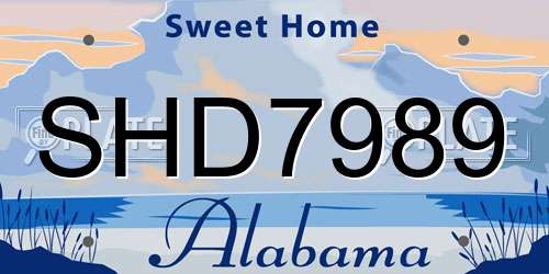 SHD7989 Alabama License Plate