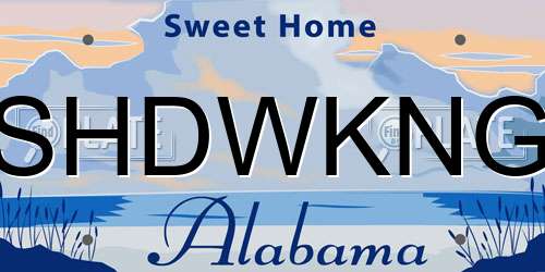 SHDWKNG Alabama License Plate