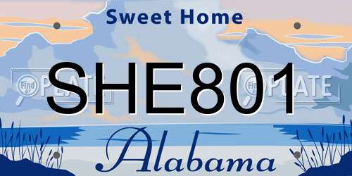 SHE801 Alabama License Plate