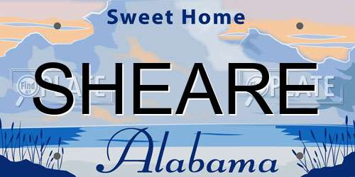 SHEARE Alabama License Plate