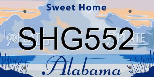 SHG552 Alabama License Plate