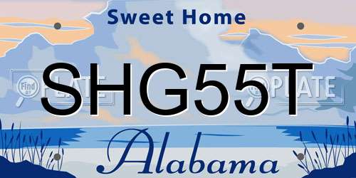 SHG55T Alabama License Plate