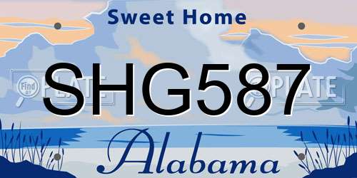 SHG587 Alabama License Plate