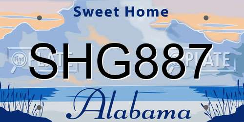 SHG887 Alabama License Plate
