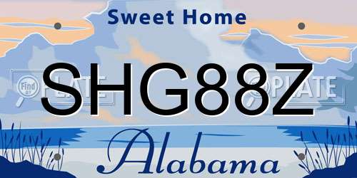 SHG88Z Alabama License Plate