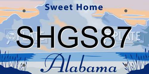 SHGS87 Alabama License Plate
