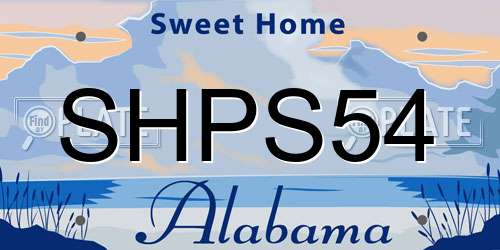 SHPS54 Alabama License Plate