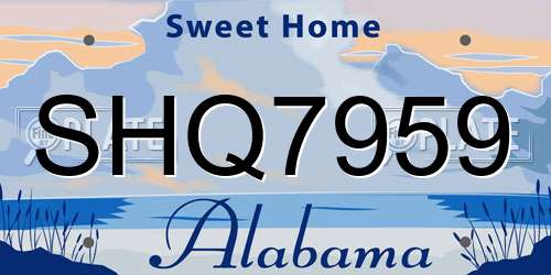 SHQ7959 Alabama License Plate