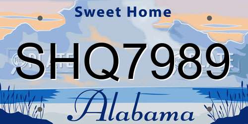 SHQ7989 Alabama License Plate