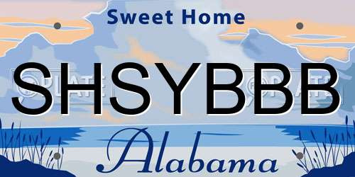 SHSYBBB Alabama License Plate