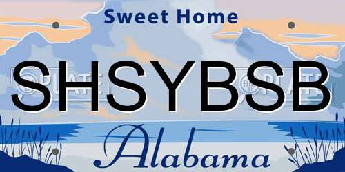 SHSYBSB Alabama License Plate