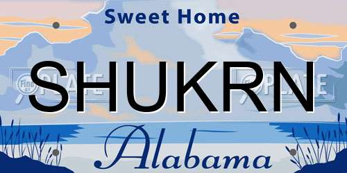 SHUKRN Alabama License Plate