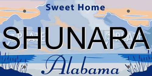 SHUNARA Alabama License Plate