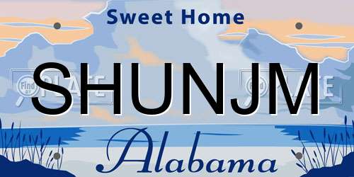 SHUNJM Alabama License Plate
