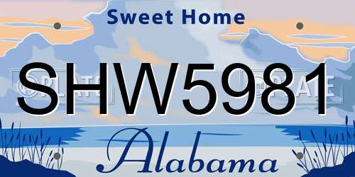 SHW5981 Alabama License Plate