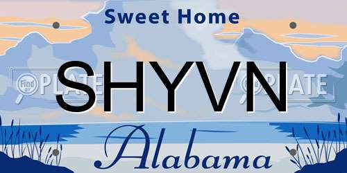 SHYVN Alabama License Plate