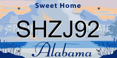 SHZJ92 Alabama License Plate