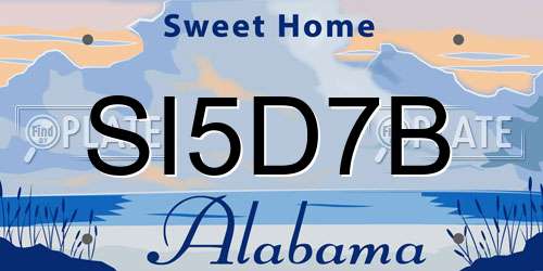 SI5D7B Alabama License Plate