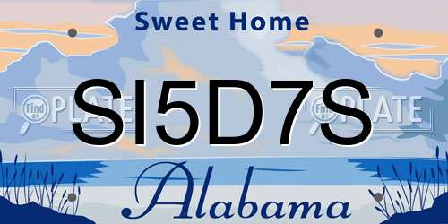 SI5D7S Alabama License Plate