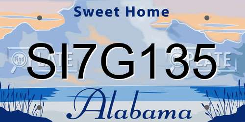 SI7G135 Alabama License Plate
