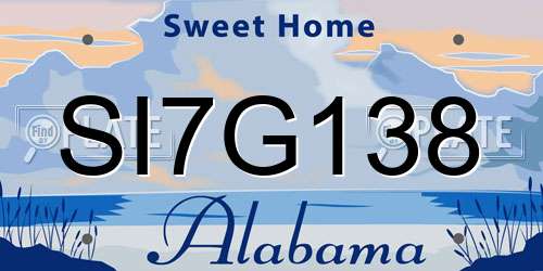 SI7G138 Alabama License Plate