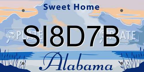 SI8D7B Alabama License Plate