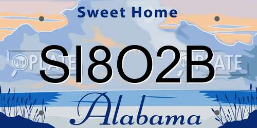 SI8O2B Alabama License Plate