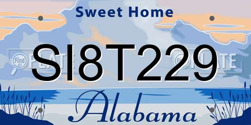 SI8T229 Alabama License Plate