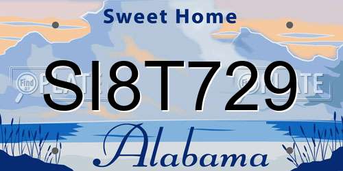 SI8T729 Alabama License Plate