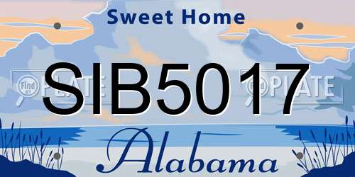 SIB5017 Alabama License Plate