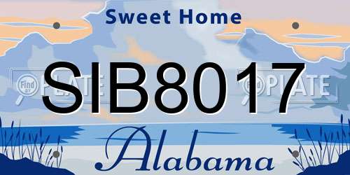 SIB8017 Alabama License Plate