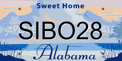 SIBO28 Alabama License Plate