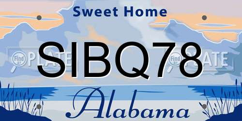 SIBQ78 Alabama License Plate