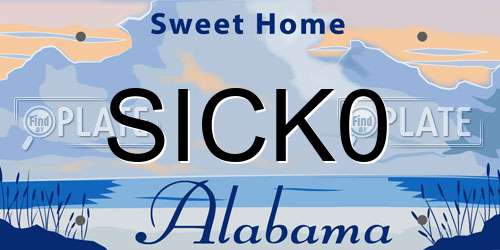 SICK0 Alabama License Plate