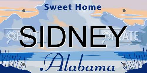 SIDNEY Alabama License Plate