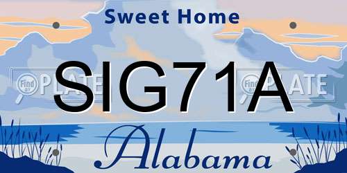 SIG71A Alabama License Plate