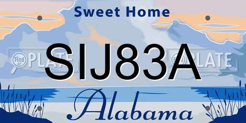 SIJ83A Alabama License Plate