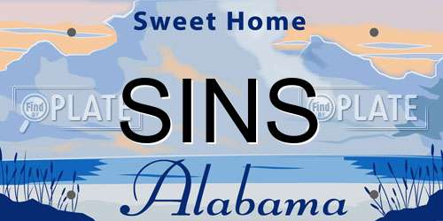 SINS Alabama License Plate