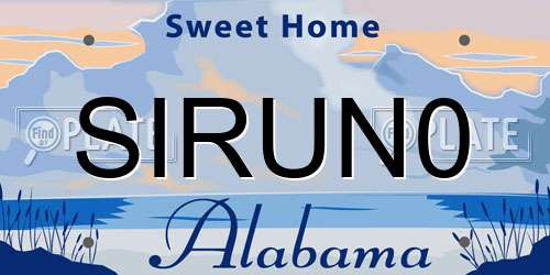 SIRUN0 Alabama License Plate