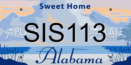 SIS113 Alabama License Plate