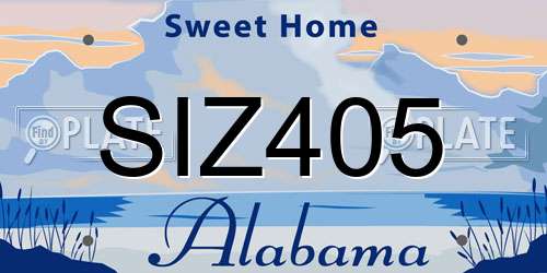 SIZ405 Alabama License Plate
