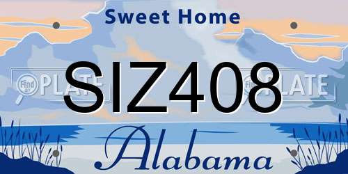 SIZ408 Alabama License Plate