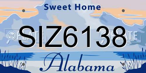 SIZ6138 Alabama License Plate