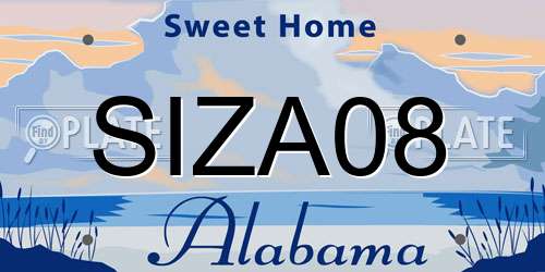 SIZA08 Alabama License Plate