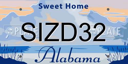 SIZD32 Alabama License Plate