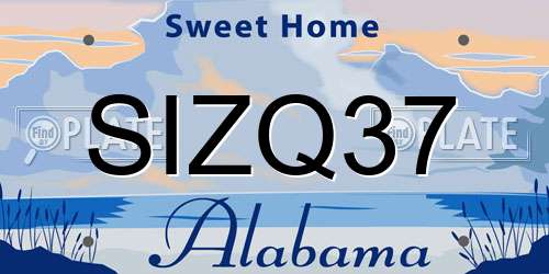 SIZQ37 Alabama License Plate