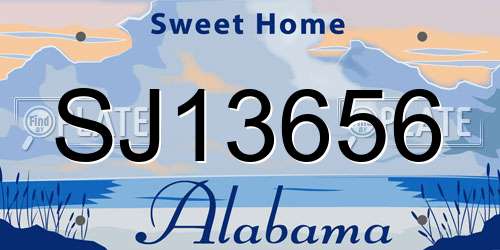 SJ13656 Alabama License Plate