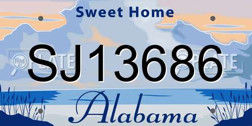 SJ13686 Alabama License Plate
